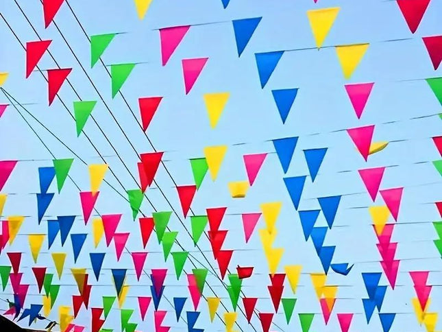 Flags Colorful Pennant Banner Flags Multicolor Bunting String Triangle Flags, Garland for Grand Opening Carnival