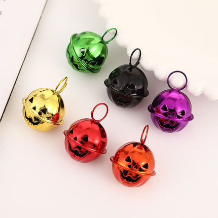 Halloween Pumpkin Bells for Craft, 30 Pcs Halloween Jingle Bells Beads, 1 Inch Colorful Pumpkin Bells for DIY Wreath Halloween
