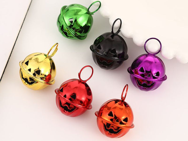 Halloween Pumpkin Bells for Craft, 30 Pcs Halloween Jingle Bells Beads, 1 Inch Colorful Pumpkin Bells for DIY Wreath Halloween