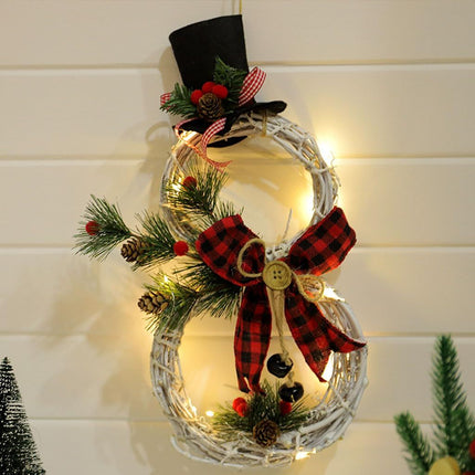 Christmas Wreath for Window Lighted Wreaths New Items Home LED Lights Wreath Rattan Circle Winter for Front Door Outdoor Indoor