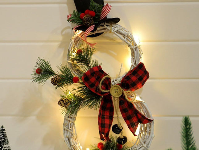 Christmas Wreath for Window Lighted Wreaths New Items Home LED Lights Wreath Rattan Circle Winter for Front Door Outdoor Indoor