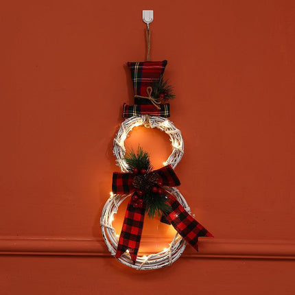 Christmas Wreath for Window Lighted Wreaths New Items Home LED Lights Wreath Rattan Circle Winter for Front Door Outdoor Indoor