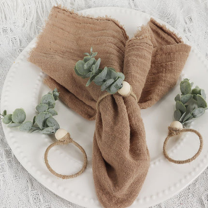 3pc Spring Napkin Rings, Wood Bead Farmhouse Napkin Rings for Weddings Christmas Party and Easter Table Decoration