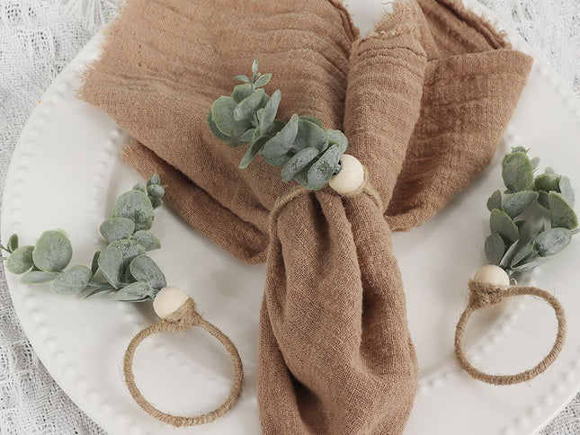 3pc Spring Napkin Rings, Wood Bead Farmhouse Napkin Rings for Weddings Christmas Party and Easter Table Decoration