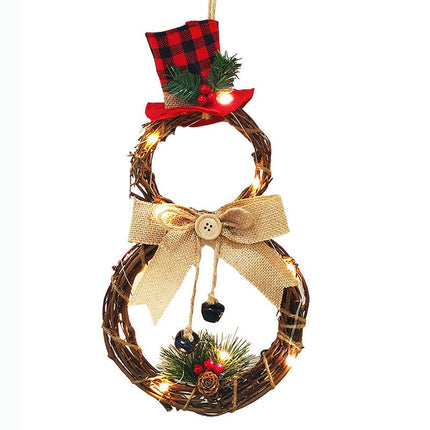 Christmas Wreath Hanging Decor, Cute Xmas Snowman Garland for Christmas Party Decor, Ornaments Holiday Wreath