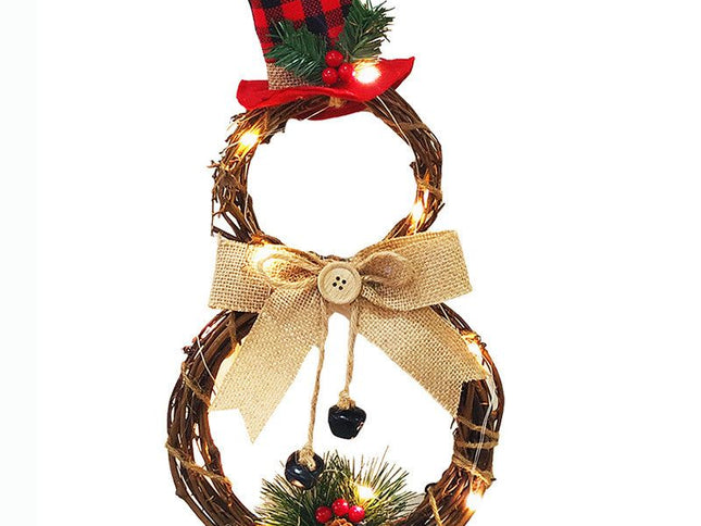 Christmas Wreath Hanging Decor, Cute Xmas Snowman Garland for Christmas Party Decor, Ornaments Holiday Wreath