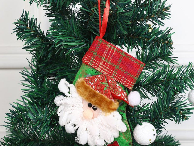 4pc Christmas Stockings Gift Bag Christmas Tree Decoration Supplies,Gold and Red Ornaments for Christmas Tree Toppers Christmas