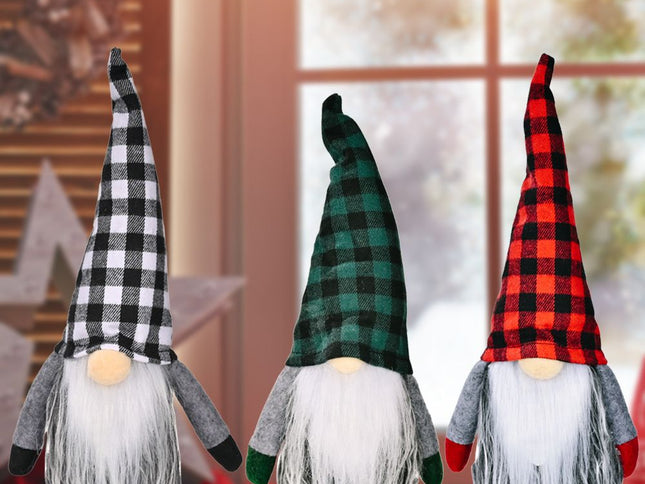 3pc Christmas Decorations Handmade Santa Plush , Home Tabletop Ornaments Christmas Gnome Decor for Adults.