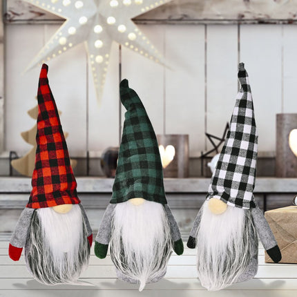 3pc  Christmas Decorations  Handmade Santa Plush , Home Tabletop Ornaments Christmas Gnome Decor for Adults.