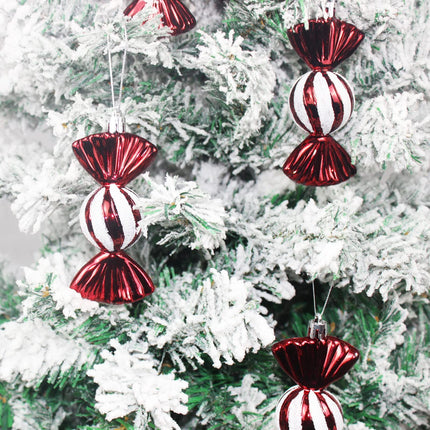 4 PC  Shatterproof Xmas Candies Ornaments，Christmas Candy Ornaments Hanging Glitter with Ropes for Christmas Tree Candy Cane Home