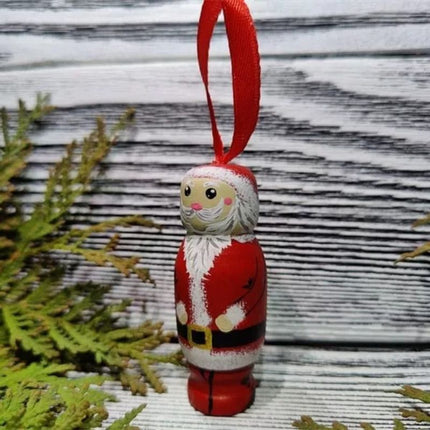 2pc Santa Claus Pendant,Christmas Decorations,Wooden Standing Christmas Granny, Santa Claus Decoration for Tree