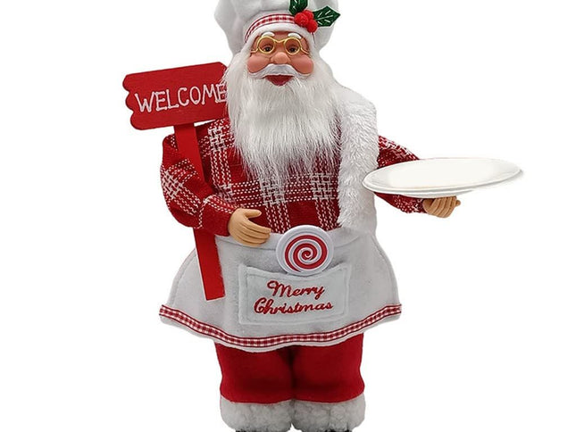 Chef Santa Claus Figurines Merry Christmas Figure Decorations Table Decor Santa Claus Decorations, Standing Christmas Santa Claus