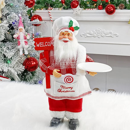 Chef Santa Claus Figurines Merry Christmas Figure Decorations Table Decor Santa Claus Decorations, Standing Christmas Santa Claus