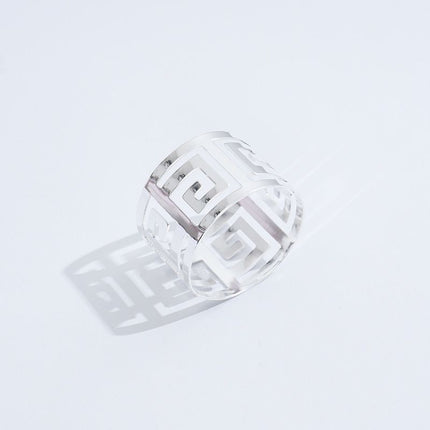 6PCS Hollow Out Napkin Ring Holder, Silver Circle Serviette Buckles for Holiday Party Wedding Banquet Household Festival Decor
