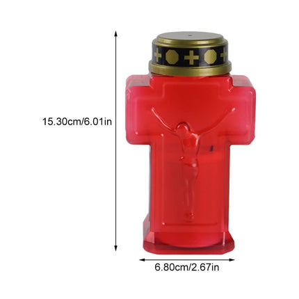 2pcs Cross Candle Light, Red Flickering Flameless Candles Reusable Church Graveyard Led Candles Grave Decorations