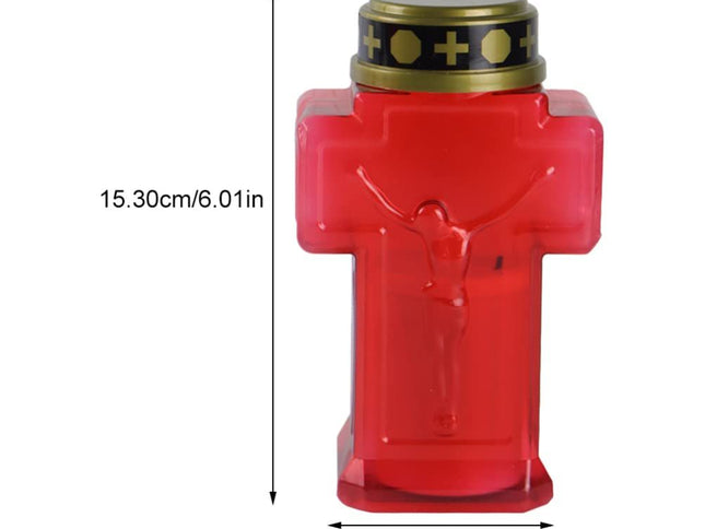 2pcs Cross Candle Light, Red Flickering Flameless Candles Reusable Church Graveyard Led Candles Grave Decorations