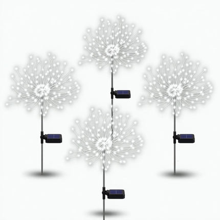 Solar Firework Lights, Garden Lights 4 Pack 120 LED Decorative Lights, Solar DIY Decorative Starburst Lights (Cool White)