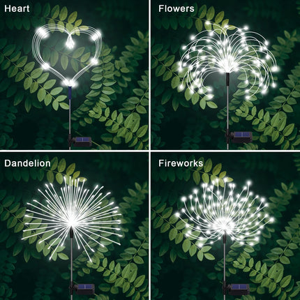 Solar Firework Lights, Garden Lights 4 Pack 120 LED Decorative Lights, Solar DIY Decorative Starburst Lights (Cool White)
