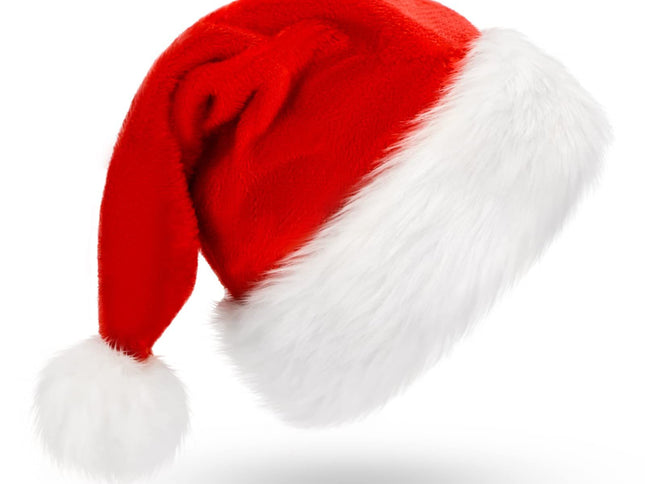 Santa Hat, Christmas Hat Holiday for Adults Unisex Velvet Comfort Extra Thicken Xmas Hat for New Year Festive Party