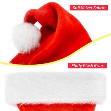 Santa Hat, Christmas Hat Holiday for Adults Unisex Velvet Comfort Extra Thicken Xmas Hat for New Year Festive Party