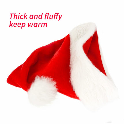 Santa Hat, Christmas Hat Holiday for Adults Unisex Velvet Comfort Extra Thicken Xmas Hat for New Year Festive Party