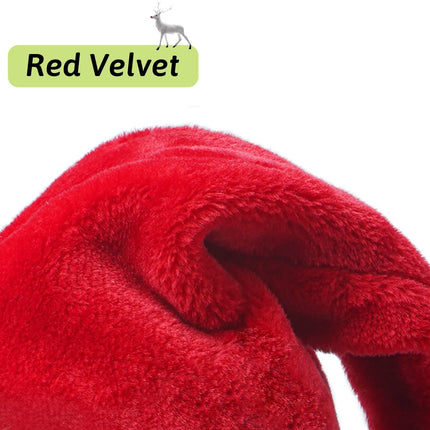 Santa Hat, Christmas Hat Holiday for Adults Unisex Velvet Comfort Extra Thicken Xmas Hat for New Year Festive Party