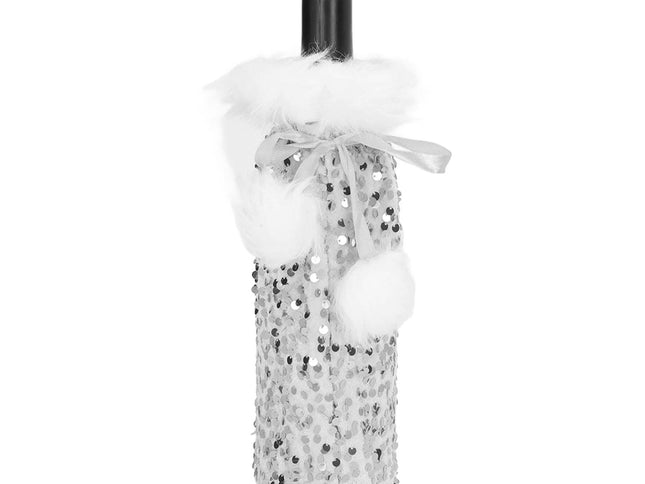 Christmas Wine Bottle Covers Wine Bottle Holder with Faux Fur Wine Bottle Pouch Bags for Christmas Party Decorations