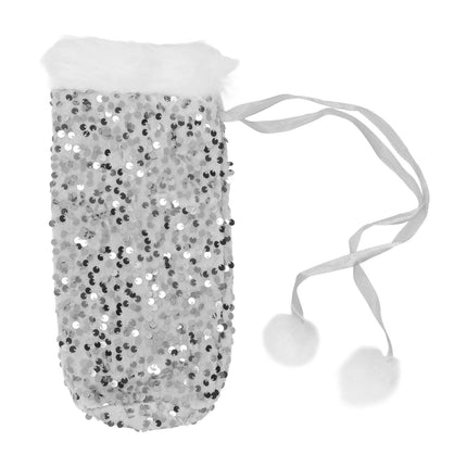 Christmas Wine Bottle Covers Wine Bottle Holder with Faux Fur Wine Bottle Pouch Bags for Christmas Party Decorations