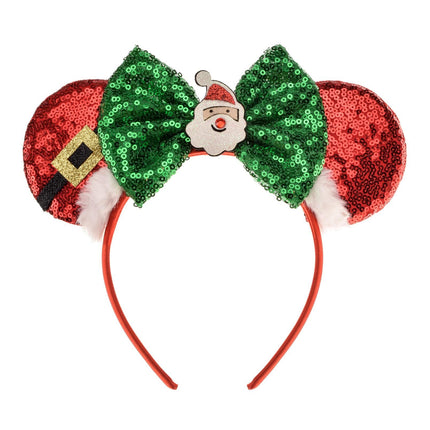 Christmas Decoration Headpiece Santa Mouse Ears Headband Christmas Eve Butterfly Hair Hoop Park Women Adults Costume