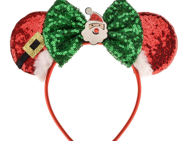 Christmas Decoration Headpiece Santa Mouse Ears Headband Christmas Eve Butterfly Hair Hoop Park Women Adults Costume