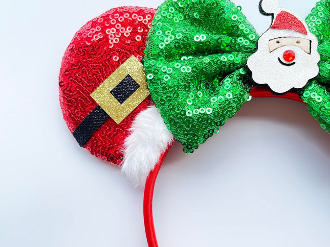 Christmas Decoration Headpiece Santa Mouse Ears Headband Christmas Eve Butterfly Hair Hoop Park Women Adults Costume