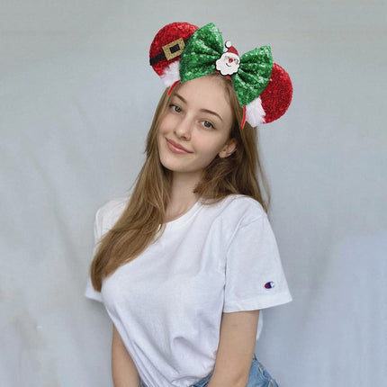 Christmas Decoration Headpiece Santa Mouse Ears Headband Christmas Eve Butterfly Hair Hoop Park Women Adults Costume