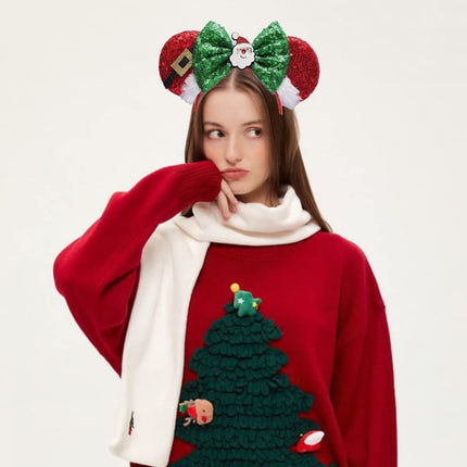 Christmas Decoration Headpiece Santa Mouse Ears Headband Christmas Eve Butterfly Hair Hoop Park Women Adults Costume