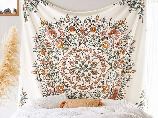 Mandala Tapestry Wall Hanging Flower Psychedelic Tapestry Wall Hanging Decor for Living Room Bedroom Bohemian Plant Print