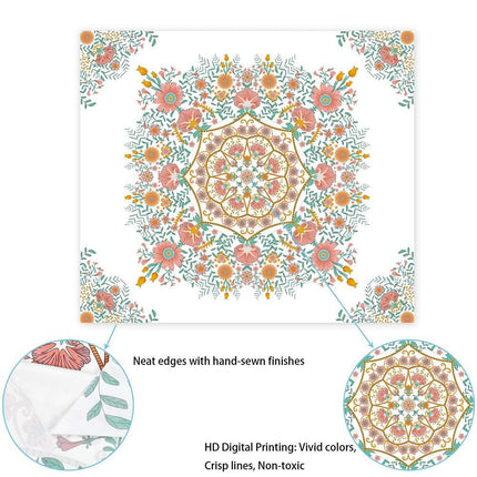 Mandala Tapestry Wall Hanging Flower Psychedelic Tapestry Wall Hanging Decor for Living Room Bedroom Bohemian Plant Print