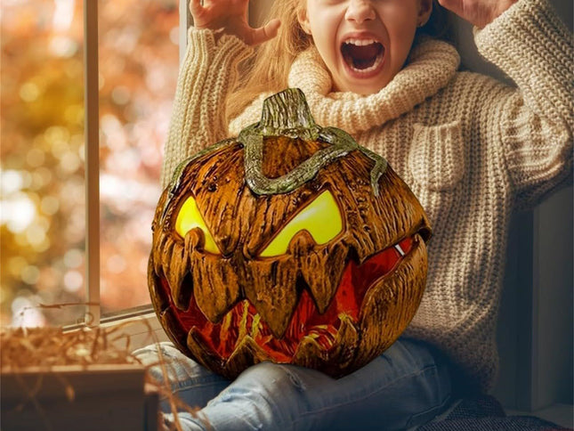 Halloween pumpkin lighting decoration, with a talking mouth expandable retro Halloween pumpkin indoor and outdoor decoration