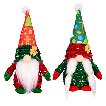 2pcs，Christmas gnome plush decoration, handmade Swedish gnome with sequin decoration Nordic plush elf dolls