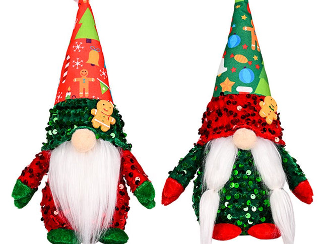 2pcs,Christmas gnome plush decoration, handmade Swedish gnome with sequin decoration Nordic plush elf dolls