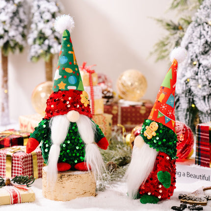 2pcs，Christmas gnome plush decoration, handmade Swedish gnome with sequin decoration Nordic plush elf dolls