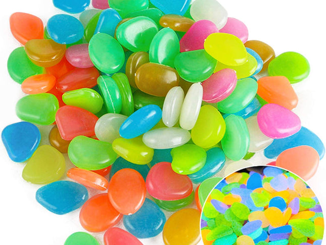 Pebbles/Glow Stones/Glowing Rocks Blue Decor for Garden/Fish Tank/Aquarium/Walkway/Driveway/Plant Pots/Bonsai (100, multi-colored)
