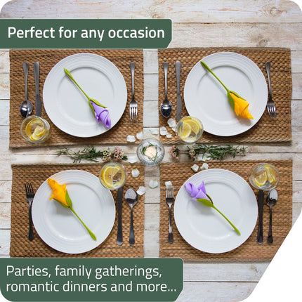 Napkin Holders for Tables, Set of 4 Green Stemmed Plastic Twist Flower Buds Serviette Holders Plus White Napkins