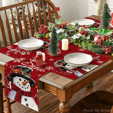 Winter Placemats Set of 4, 30cmx45cm Seasonal Christmas Holiday Table Mats for Party Kitchen Dining Decoration
