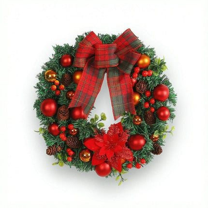 Christmas Wreath for Door Wreaths Garland Red Bow Wreath Pendant Tree Berry Ball Winter Front Door Outdoor Indoor Window Mantel