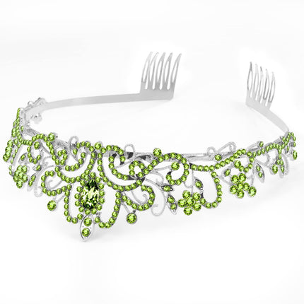 Crystal Crowns and Tiaras with Comb Headband for Girl or Women Birthday Party Wedding Prom Bridal Christmas ( Light Green)