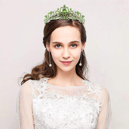 Crystal Crowns and Tiaras with Comb Headband for Girl or Women Birthday Party Wedding Prom Bridal Christmas ( Light Green)
