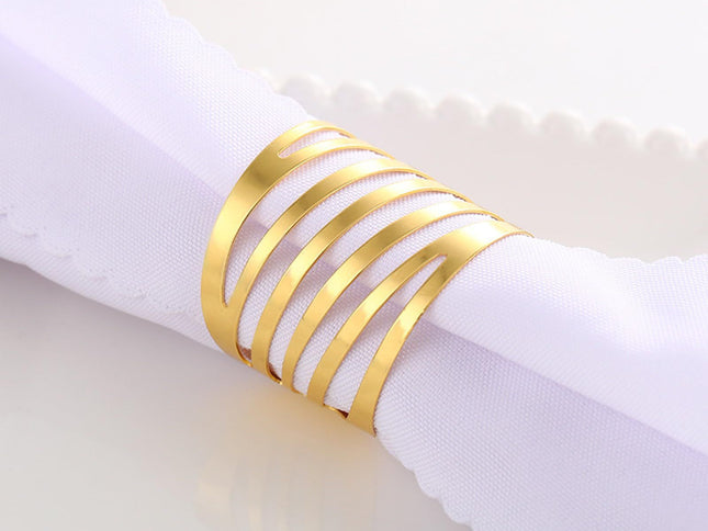 Gold Napkin Rings, Hollow Napkin Ring Holder for Wedding Christmas Family Gathering Table Decoration