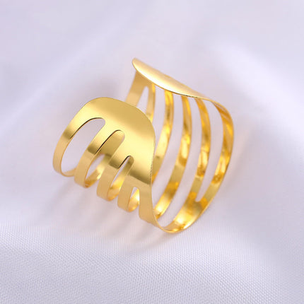 Gold Napkin Rings, Hollow Napkin Ring Holder for Wedding Christmas Family Gathering Table Decoration