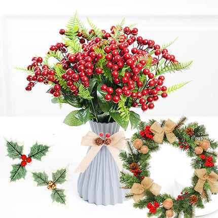 300PCS Artificial Holly Berries, Mini 10 mm Fake Berries Decor on Wire for Christmas Tree Decorations Flower Wreath DIY Craft(Red)