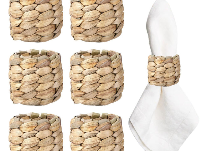 Hand-Woven Napkin Rings for Table Decor, Fall Rustic Napkin Rings, Napkin Holder Buckles for Holiday Party, Easter, Birthday 6pes