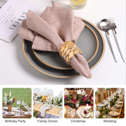 Hand-Woven Napkin Rings for Table Decor, Fall Rustic Napkin Rings, Napkin Holder Buckles for Holiday Party, Easter, Birthday 6pes